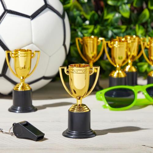 Juvale Mini Trophies Bulk - 4 in, Gold-Plated Plastic, 24-Pack - Trophies for Kids & Adults - Sports, School & Party Awards