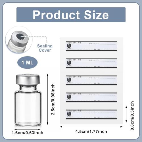 Threlaco 10 Pcs 2ml Sterile Empty Vials Glass Self Healing Port