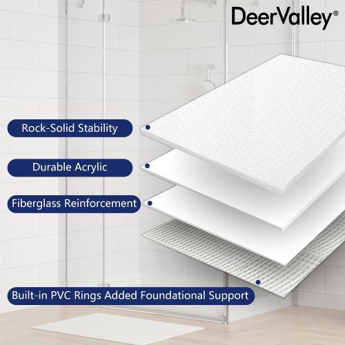 Shower Base in White with Single Threshold, Right Drain Location, Rectangle Acrylic Alcove Shower Pan for Bathroom, Non-slip