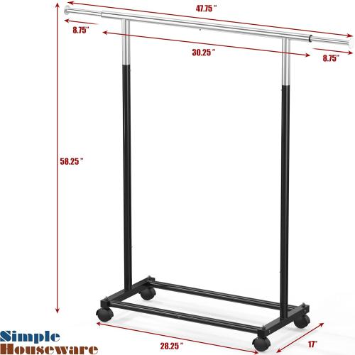 Simple Houseware Standard Rod Garment Rack, Black