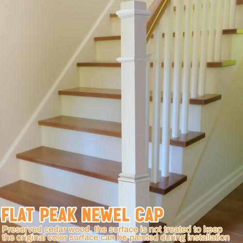 Solid Wood Box Newel 48 Inch Poplar Staircase Newel Posts Wood Stabilizer Plain Style with Pedestal Stair Railing Post Interior Wood Balusters for Stair Remodeling