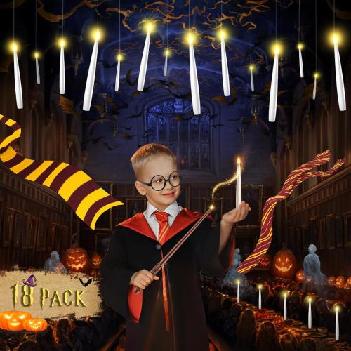 Floating Candles with Wand - Christmas Decorations Magic Flameless Candles Flickering Warm Light LED Hanging Candle Remote, Battery Operated Candles for Christmas Outdoor Indoor Party Decor