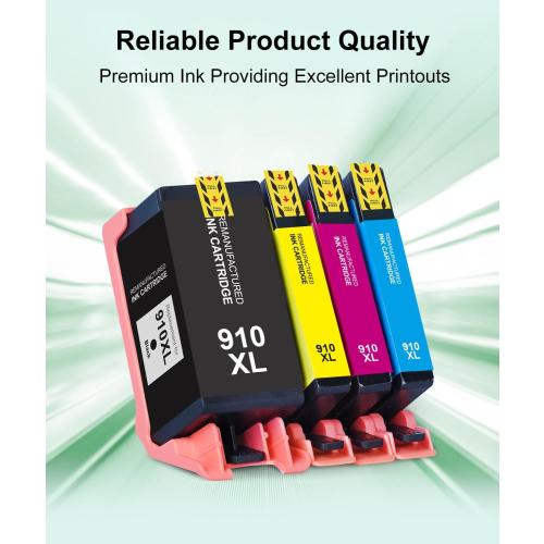910XL Ink Cartridges Combo Pack for HP Printers Replacement for HP 910 HP 910XL Ink with HP OfficeJet Pro 8025e 8015e 8028e 8035e 8025 8035 8020 Printers (4 Pack, BK, CMY)