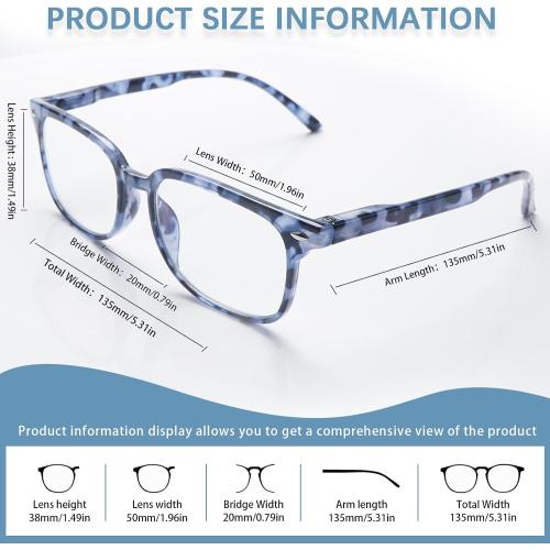 Progressive Multifocal Anti Blue Light Reading Glasses for Women and Men Fashion Eyeglasses Frame