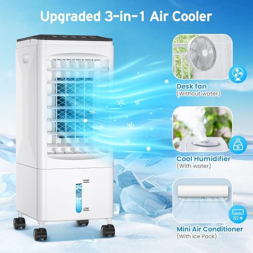 Portable Air Conditioners, Portable AC Unit, Evaporative Air Cooler w/1.6 Gal Water Tank, 3 Speeds, 60°Oscillation, Windowless Air Conditioner w/7.5H Timer, Swamp Cooler for Room Home Office