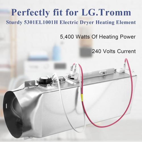 5301EL1001H Dryer Heating Element fit for LG.TROMM,Heater Assembly 5301EL1001H fit for Kenmore Elite 79680272900 3 Prong Thermostat 6931EL3001F DLEX7177WM DLE5977W DLE2516W DLE0442W prime&swift