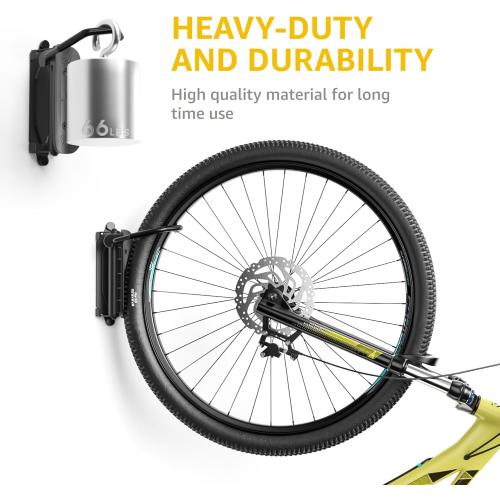 monTEK Swivel Bike Wall Mount, Bike Hangers for Garage, Space-Saving Vertical Bike Rack, Sturdy Bike Storage Rack Holds Up to 66lbs, Easy to Install, 4 Pack
