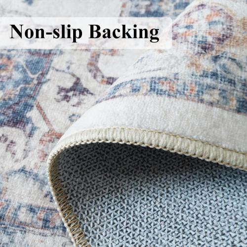 Hallway Washable Runner Rug - 3x6 Kitchen Rugs Entryway Rug Runner Vintage Soft Floor Mat Non Slip Indoor Farmhouse Carpet for Bathroom Living Room Bedroom (3 X 6, Brick)