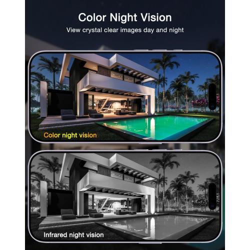 ANRAN 2 Pack Dual-Lens Solar Security Camera Wireless Outdoor - 3MP Fixed Wide-Angle   PTZ 360° View, Home Security Camera with Color Night Vision, 2-Way Talk, PIR Motion Detection, 100% Wire-Free
