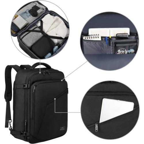 MATEIN Carry on Backpack, Extra Large Travel Backpack Expandable Airplane Approved Weekender Bag for Men and Women, Water Resistant Lightweight Daypack for Flight 40L, Black