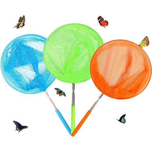 Skrtuan Kids Telescopic Butterfly Fishing Nets Great for Catching Insect Net Perfect Outdoor Tools for Catching Bugs Fish Insect Ladybird, Extendable 34 Inches and Anti Slip Grip (5 Pack)