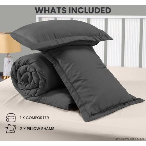 Utopia Bedding Queen Comforter Set Grey, Comforters Queen Size 3 Pieces Bedding Comforters Sets, Down Alternative Soft Bed Set, 1 Comforter (88 x 88 inches) 2 Pillow Shams (20 x 26 inches)