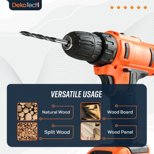 Brad Point Wood Drill Bit Set – High-Speed Steel with 1/4 Hex Shank – Precision Drilling for Hardwood, Softwood, Plywood, and MDF – Quick-Change Design for Power Drills ( 5-Piece )