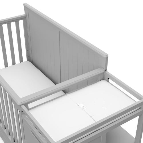 Graco Hadley 5-in-1 Convertible Crib & Changer (Pebble Gray) – GREENGUARD Gold Certified, Fits Standard Crib Mattress, Converts to Toddler Bed and Full Bed, 4 Adjustable Mattress Heights