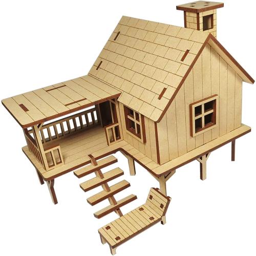 StonKraft Wooden 3D Puzzle Beach House - Home Decor, Construction Toy, Modeling Kit, School Project - Easy to Assemble