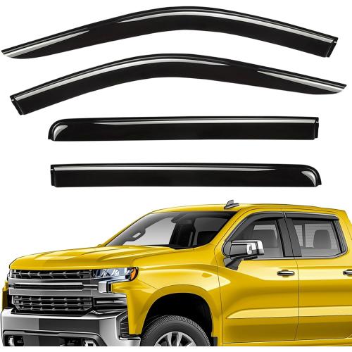 Extra Durable Window Deflectors Tape-On Window Visors Rain Guards Fit for Chevrolet (Chevy) Silverado 1500 2019-2026 Crew Cab, Sun Visors, Wind Vent for Shades, Exterior Car Accessories - 4pcs. AG0798