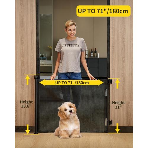 Retractable Baby Gate, Mesh Baby Gate or Mesh Dog Gate, 33 Tall, Extends up to 55 Wide, Child Safety Gate for Doorways, Stairs, Hallways, Indoor/Outdoor (33x55,Black)