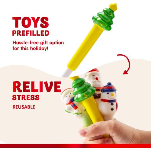JOYIN 4 PCS Christmas Squeeze Pens Bulk For Kids, Stress Reliever Anxiety Ballpoint Pen for Xmas Party Favors, Christmas Stocking Stuffers For Students Classroom Prize Gifts, Goodie Bag Fillers