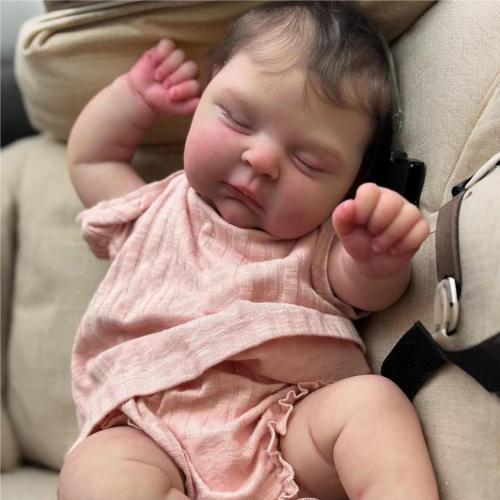 iCradle Lovely Real Look Reborn Baby Doll Girl 20inch 50cm Vinyl Silicone Baby Doll Cloth Body Realistic Newborn Doll Toy for Ages 3  (Pink Outfit Sleeping Doll)