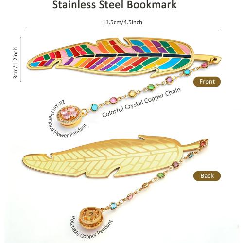 Metal Feather Bookmark Cute Multicolor Book Accessories Gifts for Women Teacher Readers Book Lovers for Christmas Birthday Mother's Day Valentine's Day (Gold)