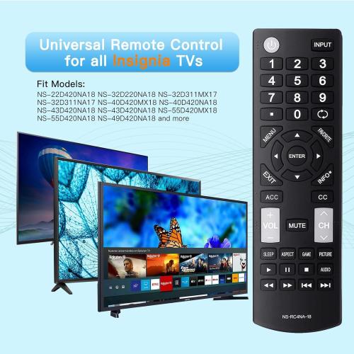 Universal NS-RC4NA-18 Remote Control Replacement for All Insignia TVs, No Programming Required