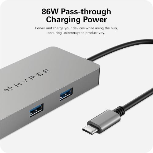 HyperDrive 5 Port USB C Hub - 86W Power Delivery, 4K HDMI, Ethernet, 5Gbps USB-A, USB Hub for Laptop, Chromebooks, and USB-C Compatible Devices