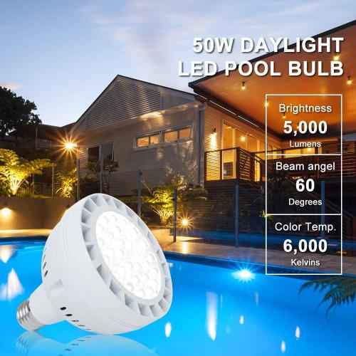 12V 50W LED Pool Light for Inground Swimming Pool, 5000LM Daylight LED Light Bulb Replacement for 300-800W Traditional Bulb, Fit in for Pentair and Hayward Pool Light Fixtures