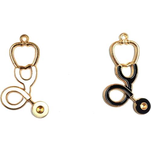 9 Pcs Medical Nurse Charms Gold Plated Enamel Cute White Nurse Cap Heart Stethoscope Charm for Jewelry Making Finding DIY Necklace Bracelet Craft Art Accessories