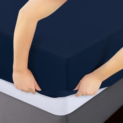 Size Queen...Fitted Sheets - Bulk Pack of 2 Bottom Sheets - Soft Brushed Microfiber - Deep Pockets - Shrinkage & Fade Resistant - Easy Care(Navy)