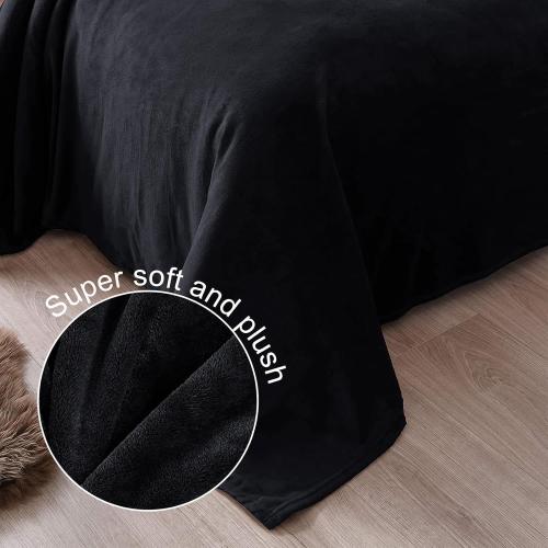 Exclusivo Mezcla Fleece Black Throw Blanket for Couch, Sofa, Super Soft and Warm Blankets, All Season, Cozy, Plush, Lightweight, 50x60 Inches