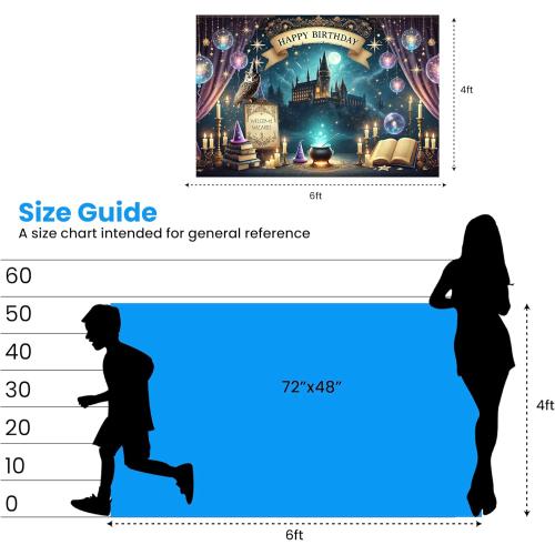 Wizard Happy Birthday Banner Wizard Happy Birthday Backdrop 6x4ft Wizard Party Decorations Magical Bdy Decorations Magical Party Decorations Wizard Backdrop for Room Decorations