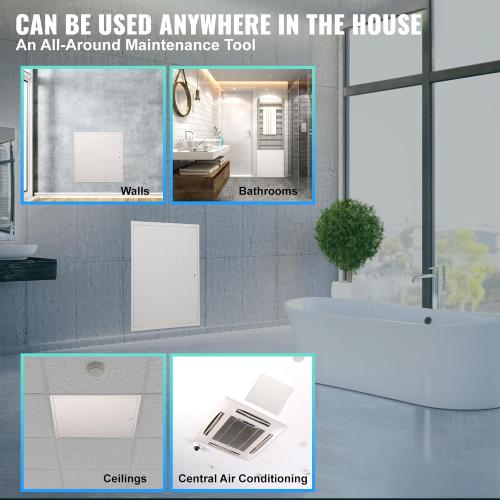 VEVOR Metal Access Panel for Drywall Ceiling, 24 x 24 Inch Plumbing Access Doors with Cam Latch Lock, Heavy-Duty Steel Wall Hole Cover, Easy Install Removable Hinged Panel for Wiring & Cables, Silver