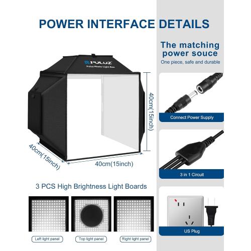 PULUZ 16''x16'' Photo Studio Light Box, Upgraded Photo Box Soft Box Integrated Portable Light Box Photography with Hight CRI 480 LED Lights & 4 Color Backdrops for Product Photography