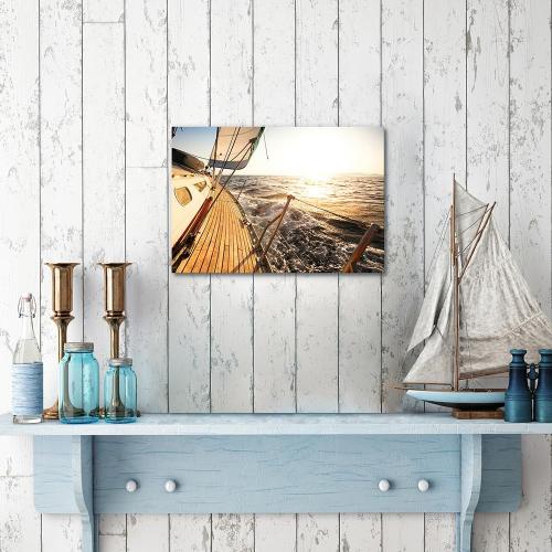 Hardy Gallery sailboat wall art coastal pictures: sunset wall decor sailing artwork nautical ocean print in canvas painting for bathroom 11 x 16