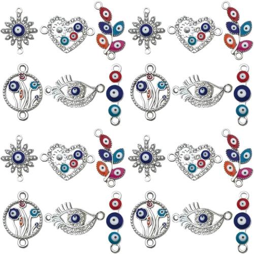 18pcs Silvery Diamond Devil's Eye Set Sunbathing Heart Pattern Wreath Pattern Pendant Jewelry Making DIY Keychain Earrings Pendant Various Design Charms for Jewelry Making Bracelets Necklace (SN372)