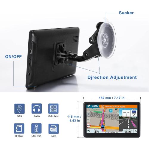 GPS Navigator for Car, Latest 2025 Map 7 inch Touch Screen Car GPS 256-16GB, Voice Turn Direction Guidance, Support Speed and Red Light Warning, North America Lifetime map Free Update(Blue)