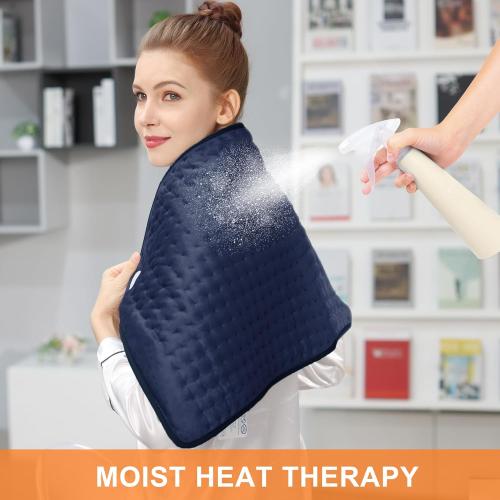 Deepsoon Heating Pad,Electric Heating Pads for Back,Neck,Moist Heating Pad for Abdomen Shoulder Knee Legs,Dry/Moist Heat&Auto Shut Off,Mother's Day Birthday for Men and Women,Navy Blue,40x20 Inch