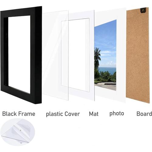 16x16 Picture Frame, Display Pictures 12x12 with Mat or 16x16 Without Mat, Wall Hanging Photo Frame,Black, 1 Pack