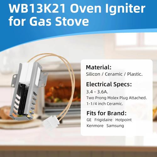 WB13K21 5303935066 WB13T10045 Gas Range Oven Igniter Replacement for GE Kenmore Hotpoint Samsung Gas Oven Igniter, Replaces WB2X9998 IG9998 WB13K10026 Norton 501a by APPLIANCEMATES