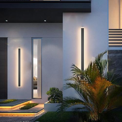 Aipsun Outdoor Lights 2 Pack,Modern Outdoor Wall Light Fixture Long Strip LED Wall Sconce IP65 Anti Rust Warm Light 3000K Exterior Wall Mount Lights for Entrance, Hallway, Garage, Porch