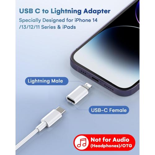 LERTOSEN MFi Certified USB C to Lightning Adapter 2-Pack
