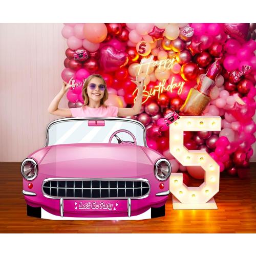 Pink Cars Convertible Photo Booth Props Doll Party Decorations Decor Party Favors for Girls Doll Princess Birthday Party