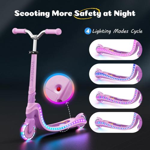 Tonbux Scooter for Kids with Light-Up Wheels & Deck, Adjustable Heights 2 Wheel Kids Scooters for Kids 5-7, Toddler Scooters with 4 Lighting Modes Deck