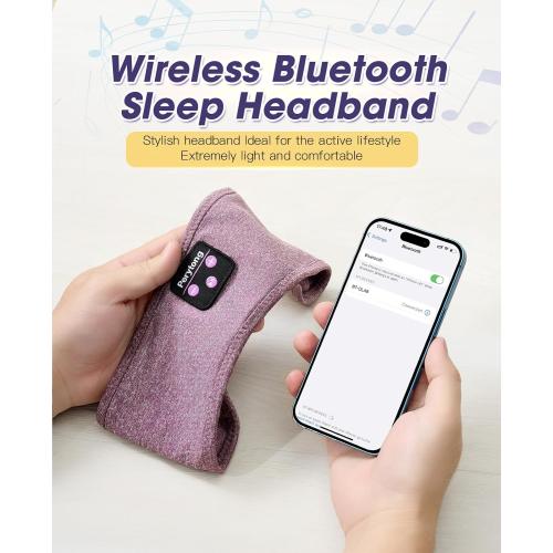 Perytong Sleep Headphones Bluetooth 5.4, Sleep Headphones for Side Sleepers with Ultra-Thin HD Stereo Speakers, Wireless & Sweat Resistant Sport Earphones for Workout Yoga Travel