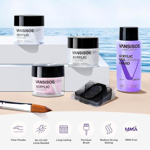 Acrylic Nail Kit for Beginners: Clear White Pink Powder and Liquid Set Professional Nails Kit Acrylic Set with Brushes for Home DIY (liquid spilled) (no accessories) ( powder is still new)