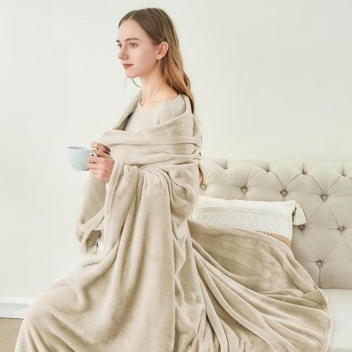 Fleece Blanket Soft Plush Throw for Couch Linen
