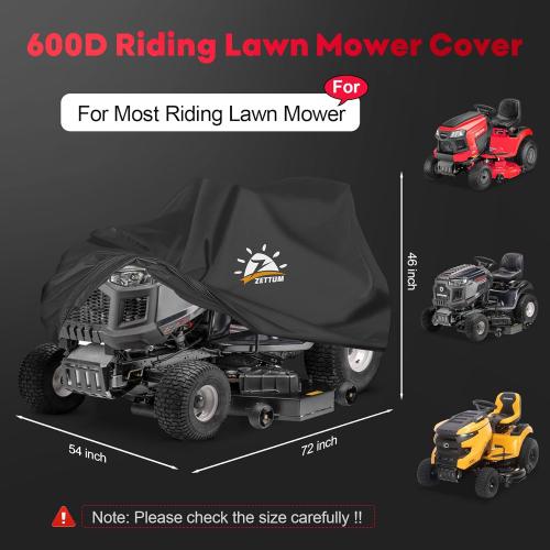 Size 62x54x46 Riding Lawn Mower Cover - Lawn Tractor Covers Waterproof & Heavy Duty, 600D Outdoor Mower Cover Universal fit with Storage Bag for John Deere, EGO, Toro, Craftsman, Husqvarna, Honda and More