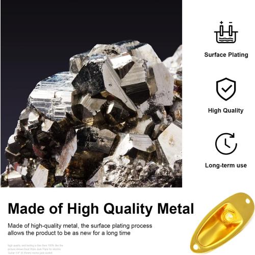 MAXCHEER Guitar Input Jack Socket Plate Output Loaded Boat Style 1/4 Inch with Screws for Fender Stratocaster Strat St Mono Electric Guitar for Electric Guitar Replacement Parts (Gold)