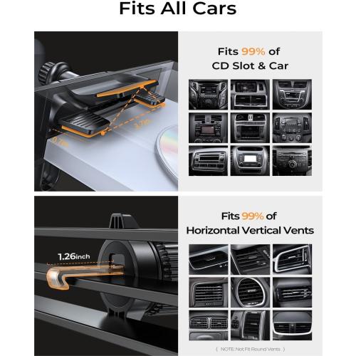 LISEN CD Phone Holder for Car iPhone 17 Adjustable CD Slot Phone Mount Holder Sturdy Cell Phones Holders for Your Car Accessories for Samsung Galaxy S25 S24 iPhone 16 15 Pro Max All Phones