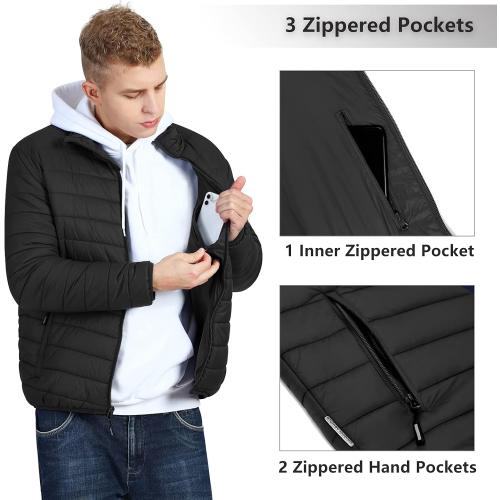 Outdoor Ventures Men's Lightweight Packable Puffer Winter Jacket Insulated Puffy Coat for Snow Ski Hiking Travel (4XL)